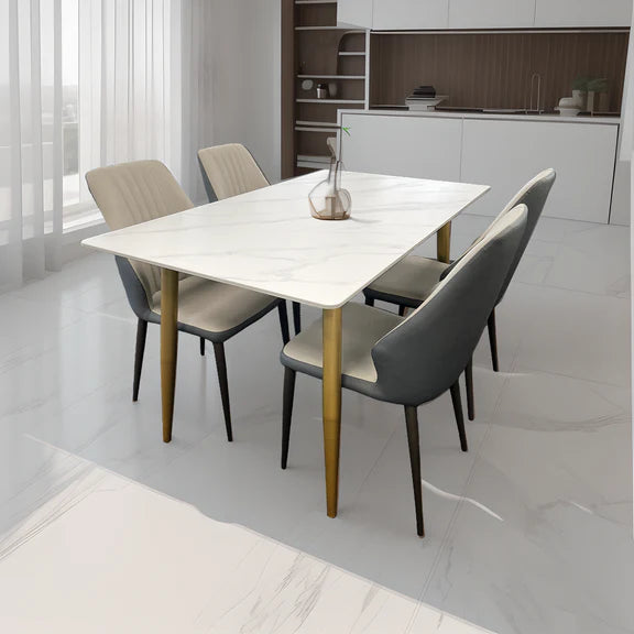 Colorno Ceramic Top Dining Table Matt White/Gold 1800x800x750mm